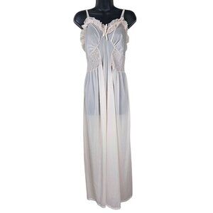 Vtg 50s Artemis Babydoll Nightgown Negligee M/36 Pale Pink Sheer Ruffle Coquette